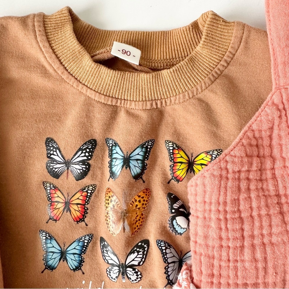 Cat & Jack Romper and Butterfly Print Pullover - Picture 2 of 7